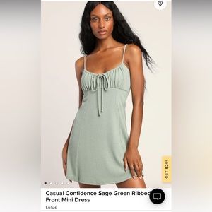 NWT Lulus Sage Green Ribbed Mini Dress